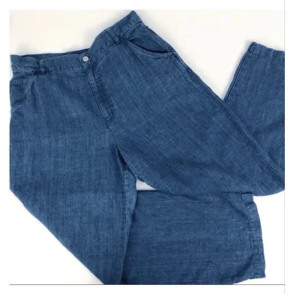 Jones Jeans 100% Linen 2-Pc Outfit Denim Vest Top 14W & Painter Pants 16 - Picture 5 of 9